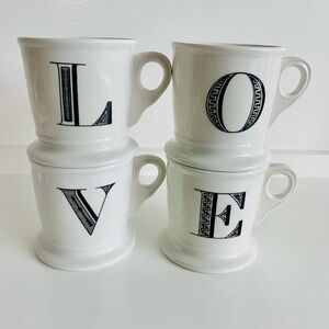 Anthropologie Farmhouse Shabby Chic Ceramic Mugs-  L O V E- Like New